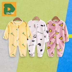 포근한 수면우주복 3종 신생아 실내복 보온 긴팔 유아바디슈트 옷 홈웨어 아기 잠옷 겨울용 왕관핑크