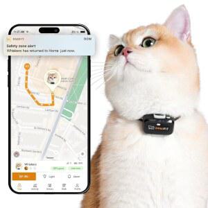 고양이용 Pawfit Lite 4g GPS 트래커 | 초소형( 18g) 디자인 실시간 추적 활동 모니터링 위치 기록 무제한 범위 안전 칼라 포함 오닉스 블랙
