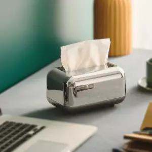 각티슈 냅킨 케이스 실버크롬 화장지 휴지커버 인테리어 소품 심플 각케이스 곽케이스 사각 박스 휴지
