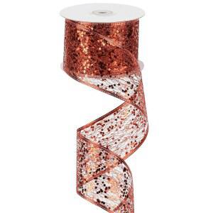 MEEDEE 글리터 와이어 메시 리본, 스파클 레드 메탈릭 리본 크리스마스 트리 장식, 가랜드, 리스 제작용 (25야드)