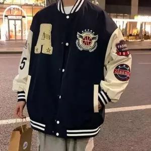 겨울옷 자수 남성 블루종 스트릿 점퍼 오버핏 가을 자켓 야구 패치 캐주얼 (WFK9IAA)