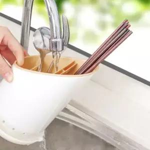 수저 정리함 주방 수저통 베이지 물빠짐 숟가락통 보관함 (WFKA82Y)