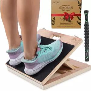 스와라 14 와이드 프로페셔널 휴대용 유칼립투스 경사 보드 두꺼운 바닥 종아리 스트레칭 - 스쿼트