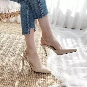 고품질 세련된 무드의 슬링백 포인티드 힐 5FW 데일리슈즈 미들힐 (WFKA0QO)