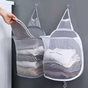 세탁바구니 원룸 신혼 빨래통 빨래 바구니 벽부착 화이트+매직후크1P (WFKAEV3)