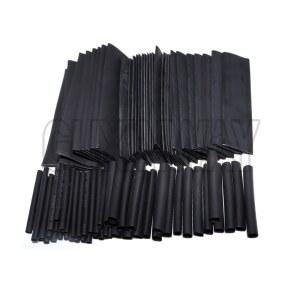 127PCS 내열성 세트 포장 슬리브 튜브 수축 와이어 케이블 폴리올 튜빙 검정색