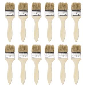 파니식 12개입 1/1.5/2/2.5/3인치 페인트 브러시 천연모 평면형 나무 손잡이 벽 처리  바니시 접착제용
