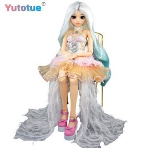 몽테조이 YUTOTUE 60cm 높이 예쁜 소녀 인형 공주 드레스 신발 그라데이션 컬러 곱슬 가발 1/3 BJD 장난감