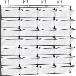 VOPTON 28 문 위의 큰 주머니 신발 정리함 옷장용 걸이 뒤용 프리미엄 클리어 신발장 보관함 그리고 4메탈