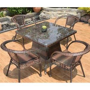 라탄테이블 의 트 4인 테라스 의자 사각 라탄 카페 베란다 실외 테이블90cm 4개