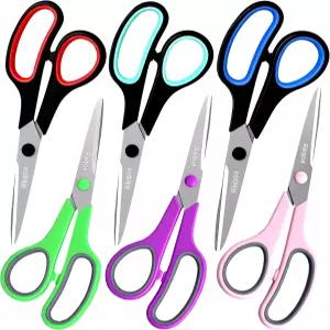 가위 세트 6팩 Rkqoa 8인치 다용도 벌크 - 사무실 재봉 공예 원단 용품용 두꺼운 날카로운 교실 필수품