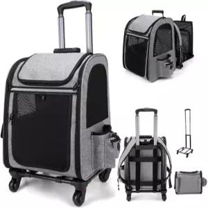 바퀴가 달린 반려동물 여행용 배낭 캐리어 롤링 러기지 디자인 항공사 승인 최대 10파운드 반려동물용
