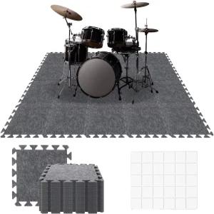 20피스 흡음 연동 바닥 매트 11.8 x 0.4 인치 고밀도 펠트 방음 패드 미끄럼 방지 퍼즐 어쿠스틱 담요