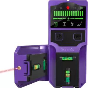 선메이 벽용 스터드 파인더 목재 금속 라이브 AC 와이어 조이스트 및 파이프 HD LCD 디스플레이 음성 경고