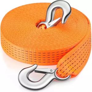 트럭 차량을 위한 후크가 달린 Threlaco 견인 스트랩 2인치 x 40인치 헤비 듀티 로프 도로변 응급차 키트