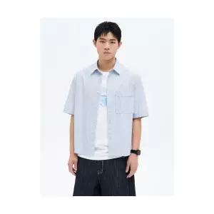 [국내매장정품] 에잇세컨즈 8SECONDS 멀티 스트라이프 반소매 셔츠 스카이 블루 265565BY1Q 177584