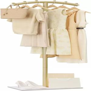 Enumail 아치형 의류 랙 T자형 코트 트리 프리스탠딩 금속 천연 안정적인 암석 베이스 입구 복도 홀