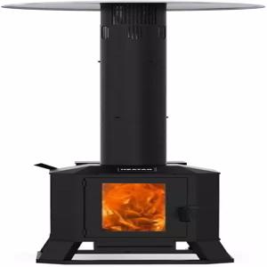 70 000 u202FBTU 목재 펠릿 야외 파티오 히터 유리 창문 포함 u2013 야외용 가정용 정원 및 상업용 - 바퀴