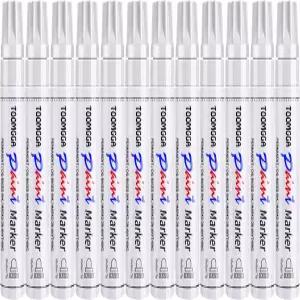 화이트 페인트 펜 영구 마커 - 록 페인팅 자동차 타이어 금속 플라스틱 캔버스 목재용 12팩 오일 기반 마킹