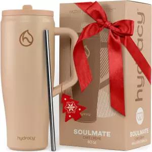 핸들과 플립 스트로가 포함된 하이드레이시 소울메이트 40온스 텀블러 - 100 누수 방지 재사용 가능한