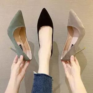 [하프클럽/]여성힐 데일리 스웨이드 3컬러 스틸레토 킬힐 펌프스힐