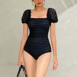 [하프클럽/]여성 스퀘어 레이스 원피스 수영복 1P 비치 바캉스룩