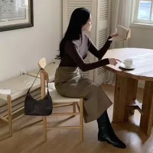 여성용 가을 겨울 니트 밴딩 롱치마