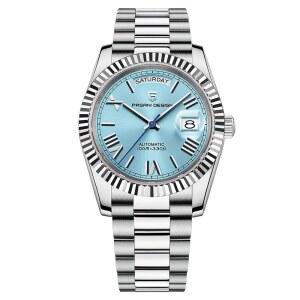 [미국배송] 파가니 디자인 남성 자동 시계 NH36A 무브먼트 남성용 기계식 시계 DD40 AR 사파이어 글라스 100미터 방수 클래식 캐주얼 스포츠 PD-1783 (스카이 블루 AT-1783)