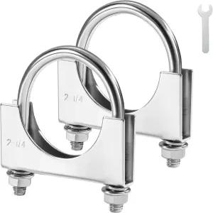 호환 이블 에너지 225인치 헤비 듀티 U 볼트 배기 클램프 14인치 스테인리스 스틸 머플러 2개 새들 스타일