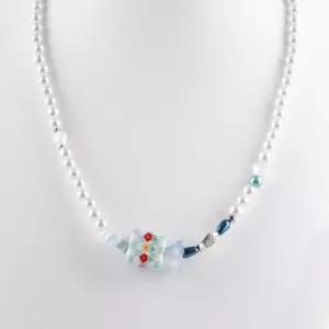 시후주얼리 꽃 큐브 세라믹 믹스 진주 목걸이 EA651N (WFKACJX)