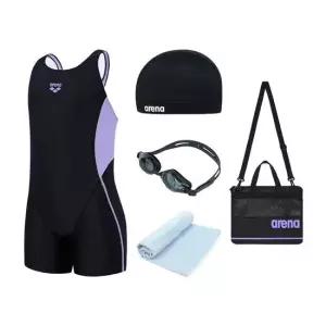 아레나 여아동 반전신 수영복 수모 수경 세트 F163006