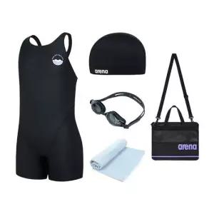 아레나 여아동 반전신 수영복 수모 수경 세트 F163004