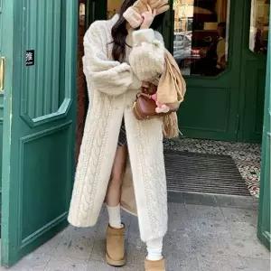 페이크퍼 롱코트 가디건 스타일