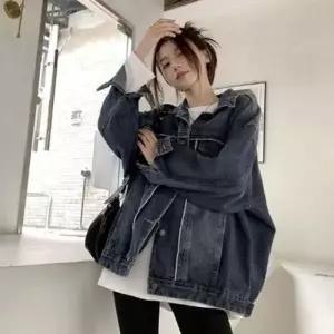 오버핏 데님 자켓 진청 봄 가을 캐주얼 자켓