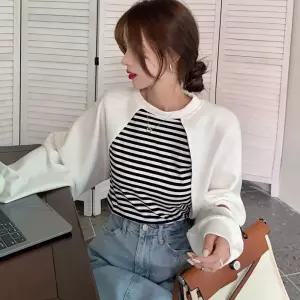 살랑미 루즈 퍼프 라인 커버업 크롭 볼레로 긴팔티 티셔츠 가디건