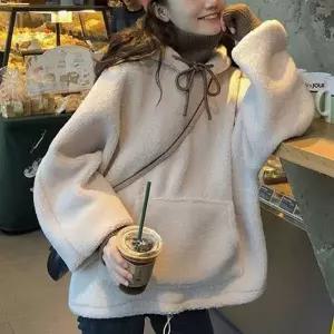 양털 후리스 후드 플리스 오버핏 자켓