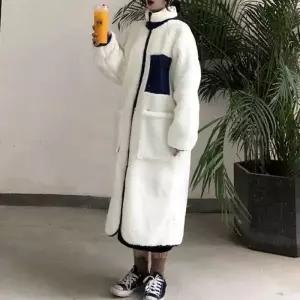 사각포켓 롱 후리스 점퍼 양면 레트로 자켓