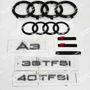 루보식 아우디 A3 30TFSI  유광 블랙 프론트 그릴 배지 트렁크 로고 교체용 콰트로 슬라인 4링