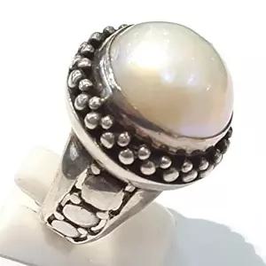 [셀러허브 패션][블루케이] A급엔틱 마베진주 원석 반지 210710-19n