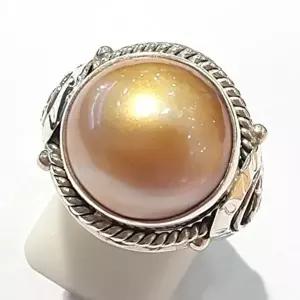 [셀러허브 패션][블루케이] A급엔틱 골드마베진주 원석반지210710-12n