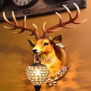 감성 인테리어 액자 빈티지 화분 디자인 꽃병 포인터 행운의 사슴 머리 벽걸이 램프 유럽 및 미국 스타일