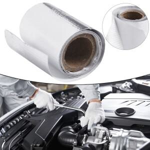 루보식 배기 헤더 열 실드 랩 테이프 5x100CM 오토바이 자동차 엔진 보호 용 유리 섬유 단열 실버