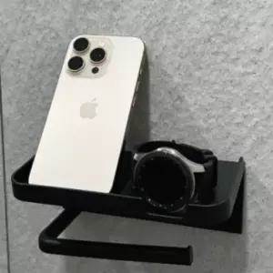 무타공 거치형 셀프 휴지걸이 인테리어 욕실 선반형 블랙