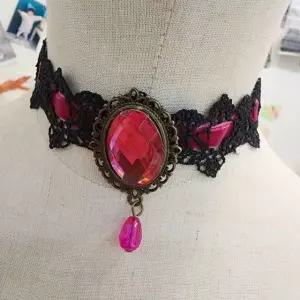 핑크 레이스 벨벳 초커 (WFKAZY9)