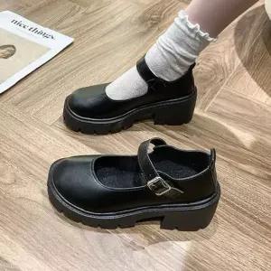 [하프클럽/]여성 메리제인 스트랩 플랫슈즈 낮은굽 데일리 슈즈