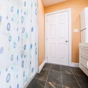 [콩심팥심]땡땡이 반투명 샤워 커튼 블루 대