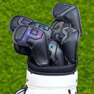 [하프클럽/]홀로그램 아이언 커버 10p 블랙 아이언헤드 골프커버