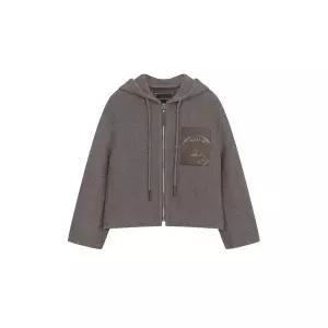 갤러리아 (르샵블랑)레자배색포켓 헤링본 후드 집업 핸드메이드 자켓 L3G41HJ