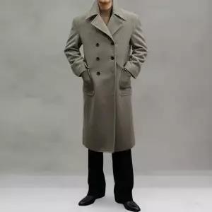 남성 울 시즌 베이직 오버랩 FW 더블포켓 롱코트