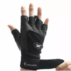 아이워너 가죽 헬스 장갑 이중밴드 블랙 L 1P 반오픈